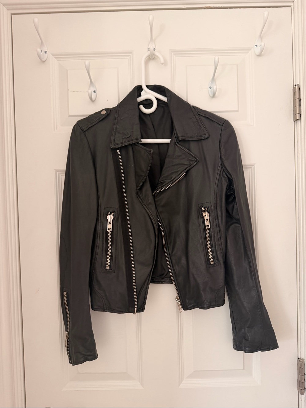 Womens Black Leather Biker Jacket - Classic Moto Style